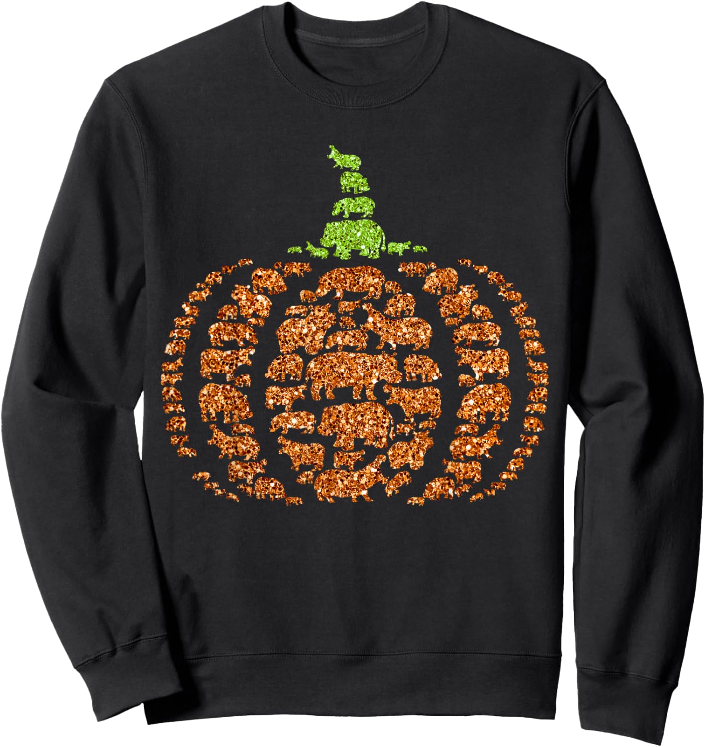 Group Hippos Pumpkin Cute Shape Halloween Thanksgiving Sweatshirt - Sweatshirt | Black