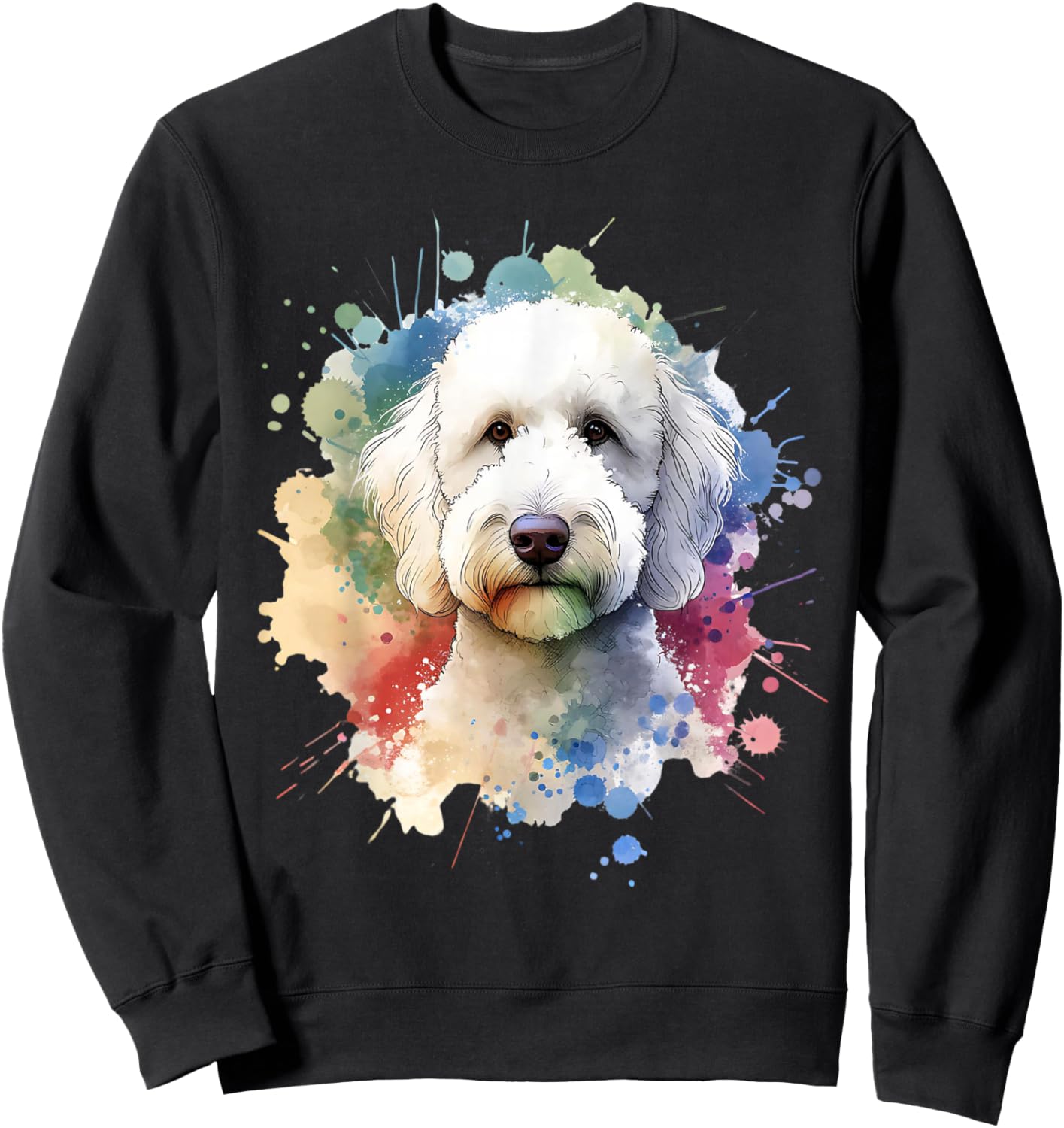 White Labradoodle Dog Watercolor Artwork Sweatshirt - Sweatshirt | Black