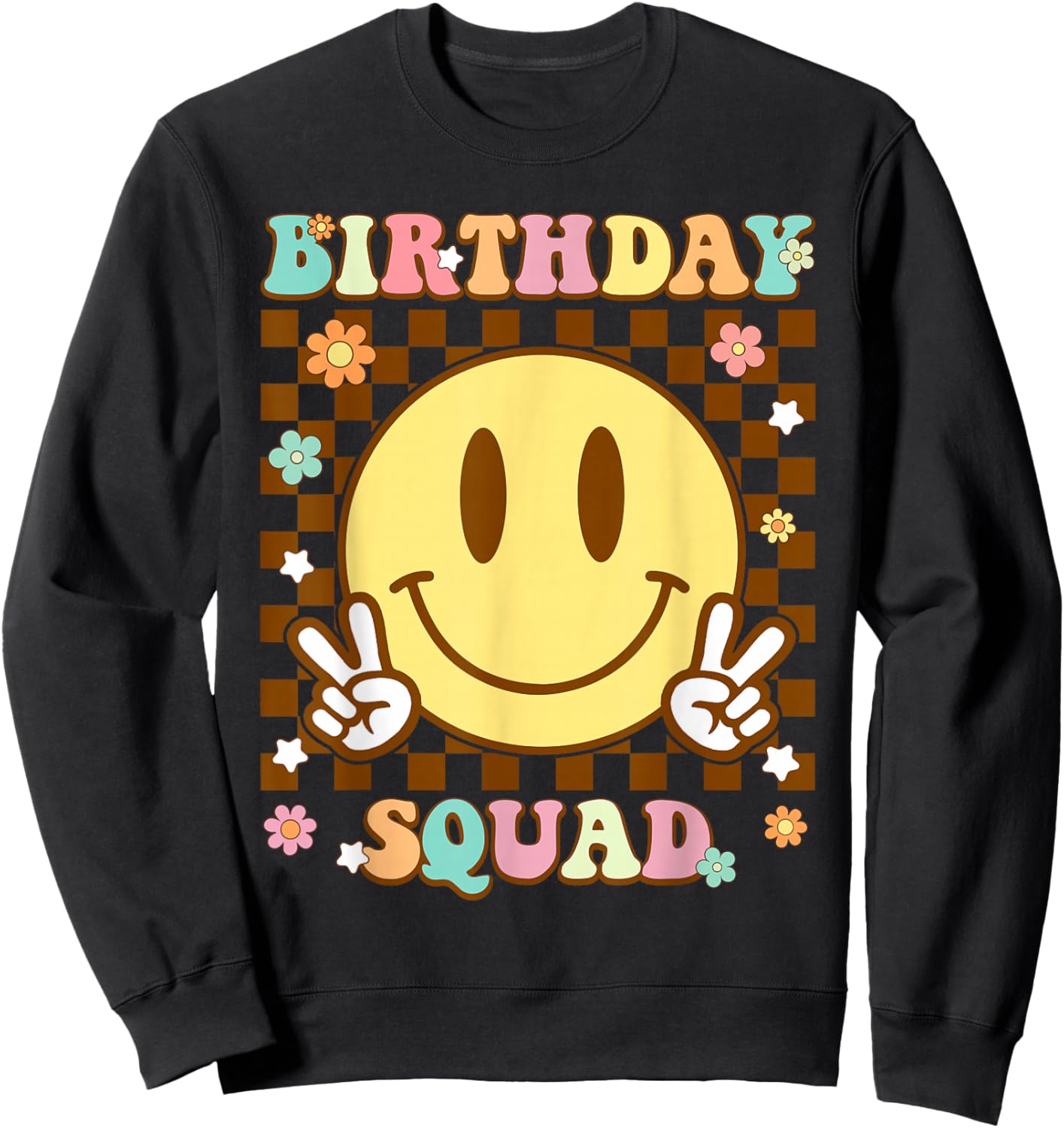 Groovy Birthday Squad Matching Birthday Family Group Bday Sweatshirt - Sweatshirt | Black