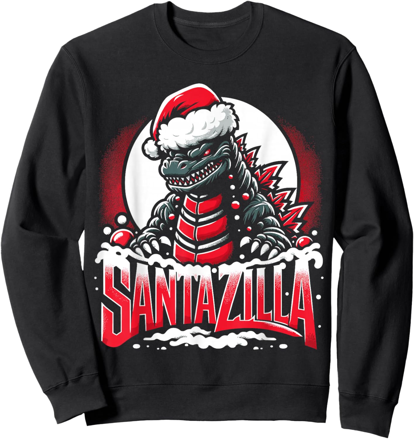 Kaiju Christmas Santazilla Japanese Monster Dinosaur Boys Sweatshirt - Sweatshirt | Black