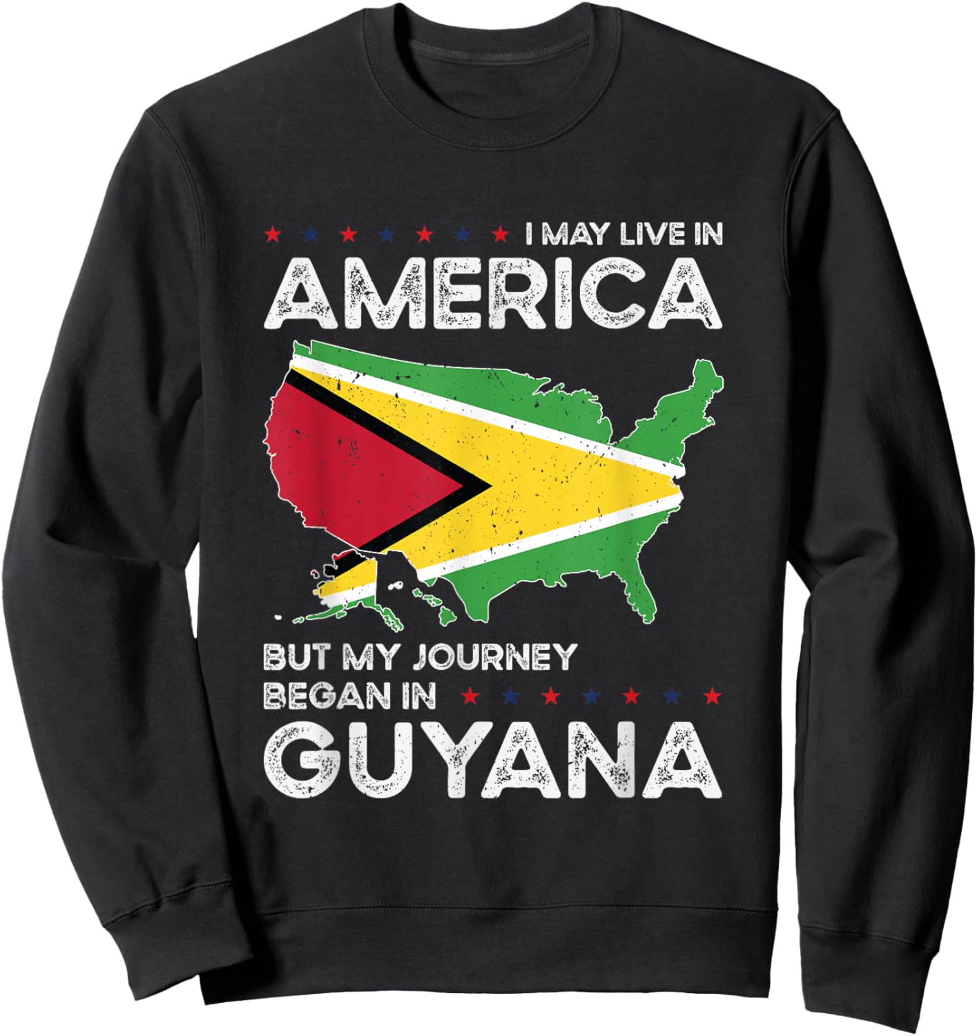 Guyanese American Patriot USA Grown Guyana US Flag Sweatshirt - Sweatshirt | Black