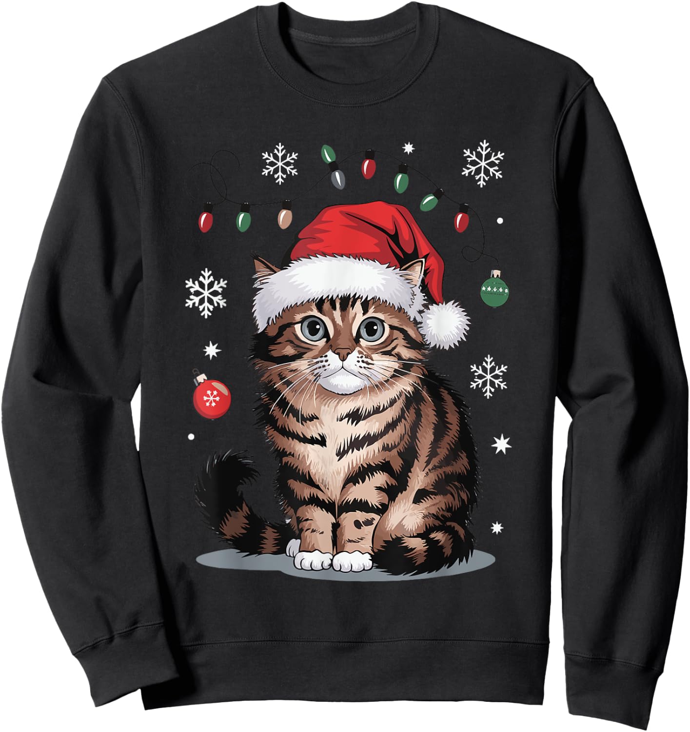 Cat Christmas Sweatshirt - Sweatshirt | Black