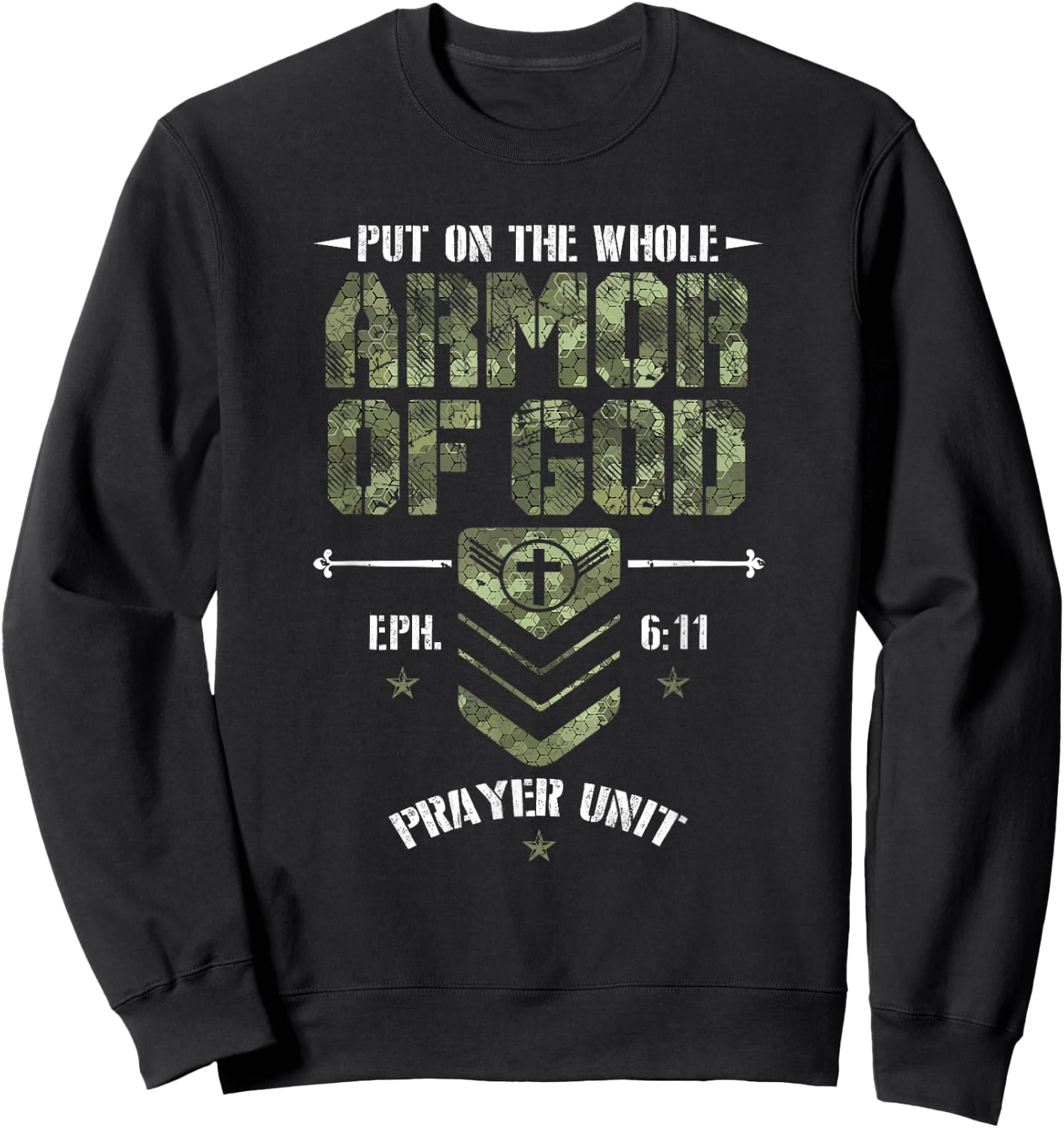 Camo Armor Of God Christians Religious Camouflage Sweatshirt - Sweatshirt | Black