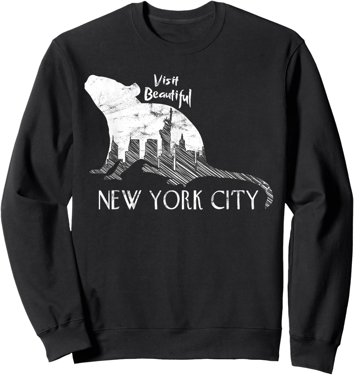 Visit Beautiful New York City Funny Rat Skyline Parody Sweatshirt - Sweatshirt | Black