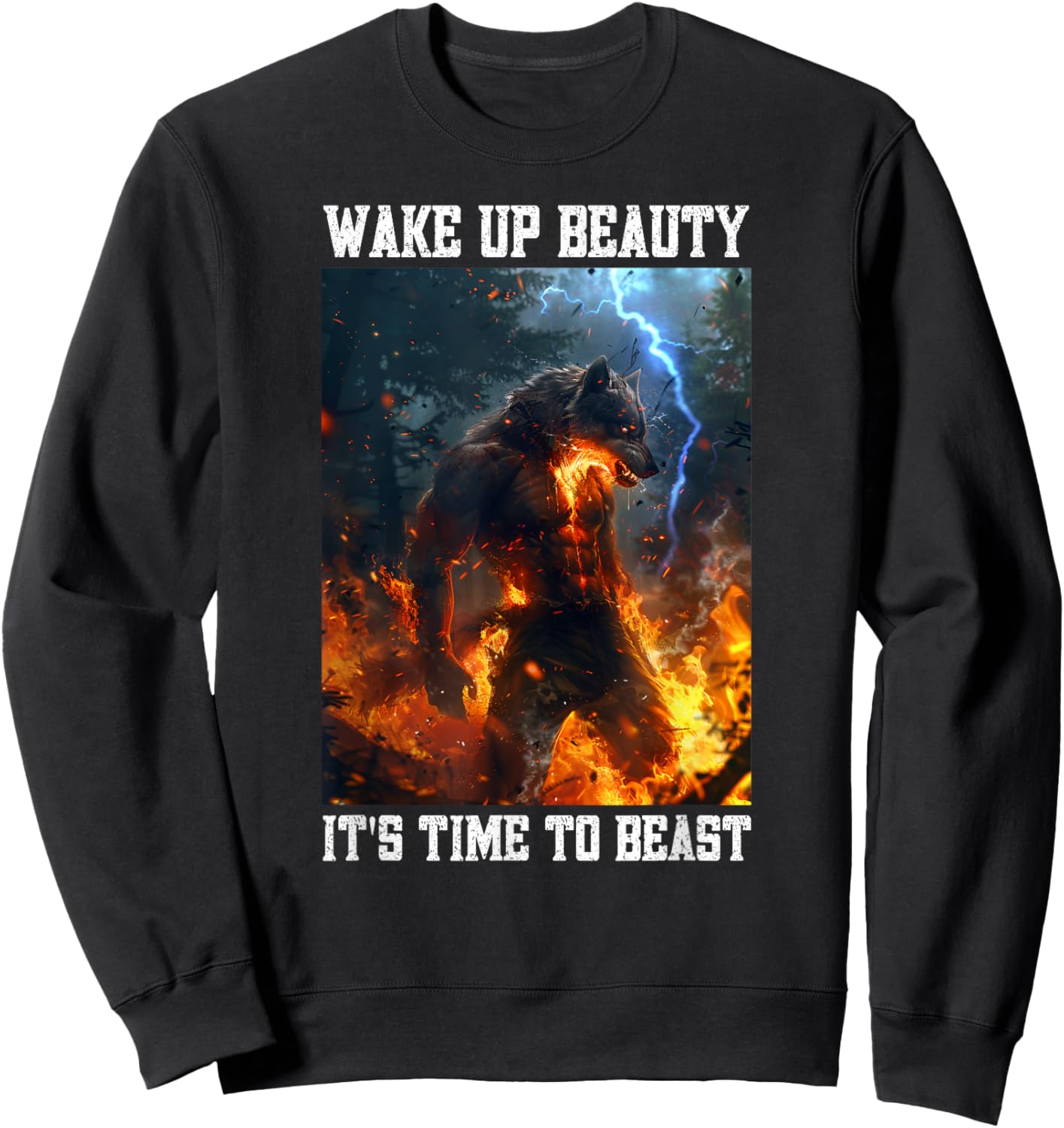 Cringe Wolf Wake Up Beauty Cringy Alpha Wolf Cringey Sweatshirt - Sweatshirt | Black