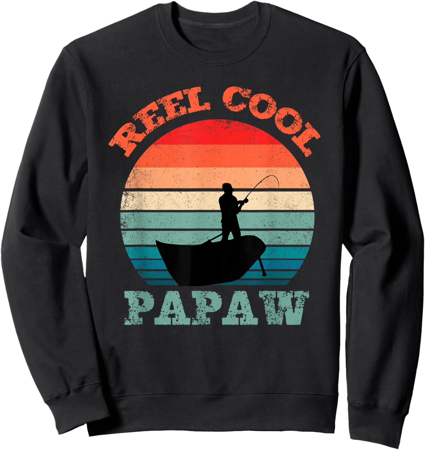 Reel Cool Papaw Fishing Funny Vintage Retro Sweatshirt - Sweatshirt | Black