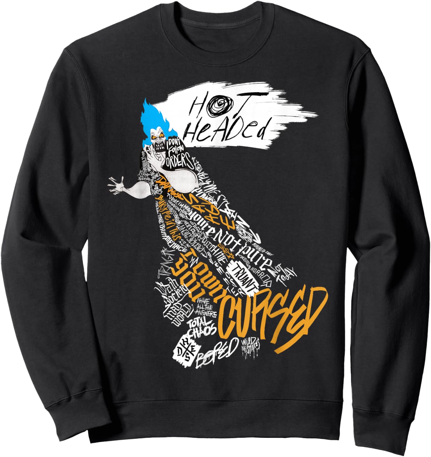 Disney Villains Hades Hot Headed Word Fill Graphic Sweatshirt - Sweatshirt | Black