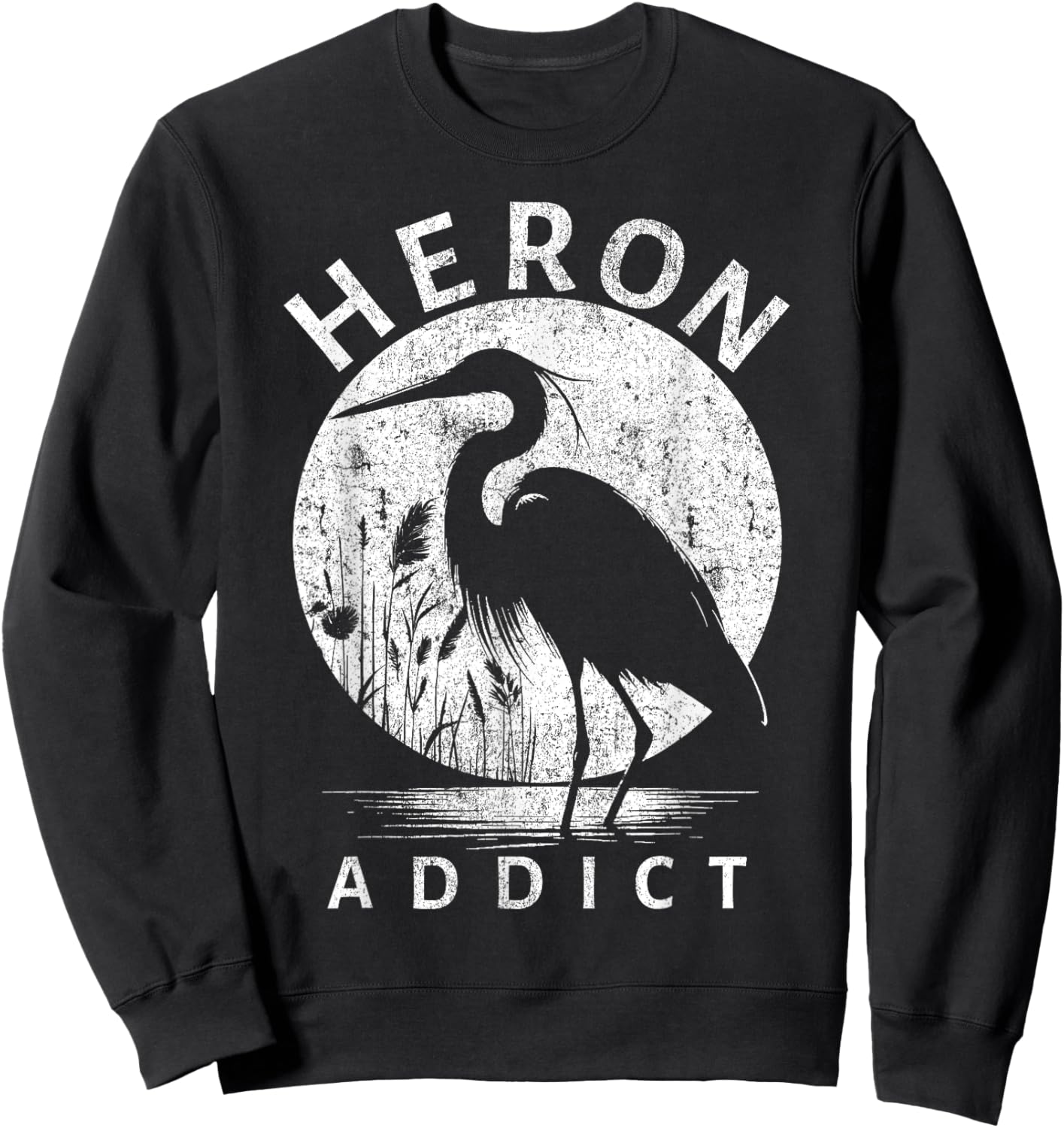 Heron Addict Blue Heron Birding Sweatshirt - Sweatshirt | Black