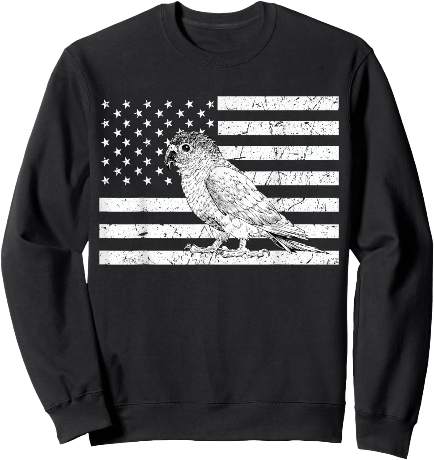 Green Cheek Conure 4th of July US American Flag Patriotic Sweatshirt - Sweatshirt | Black
