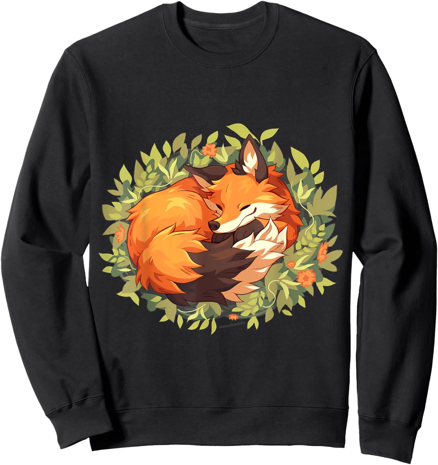 Fox Sleeping Animal Wildlife Sweatshirt - Sweatshirt | Black