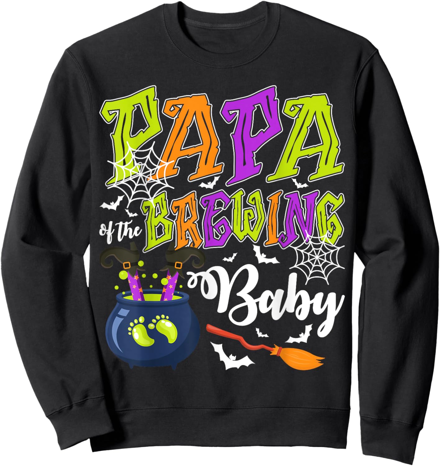 Papa of Brewing Baby Matching Family Halloween Baby Shower Sweatshirt - Sweatshirt | Black