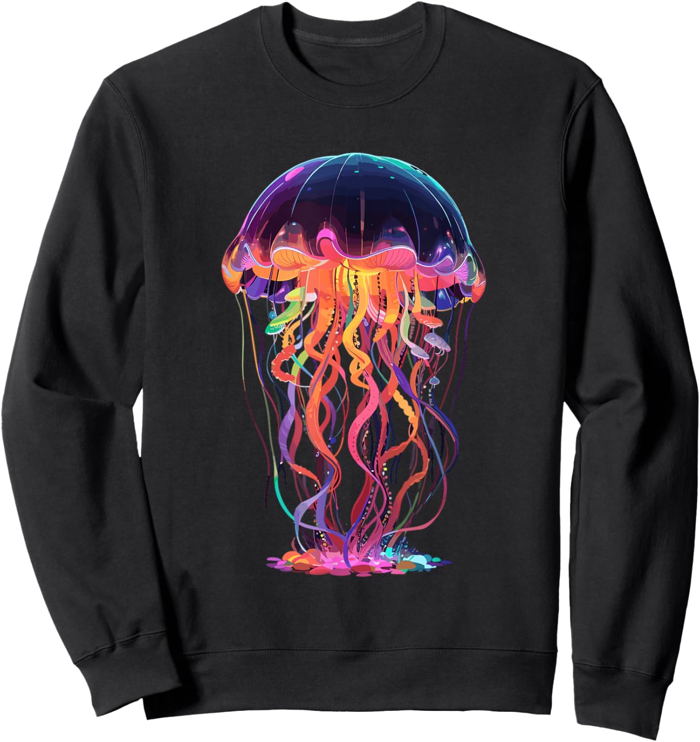 Vibrant Glowing Rainbow Colors Jellyfish Sweatshirt - Sweatshirt | Black