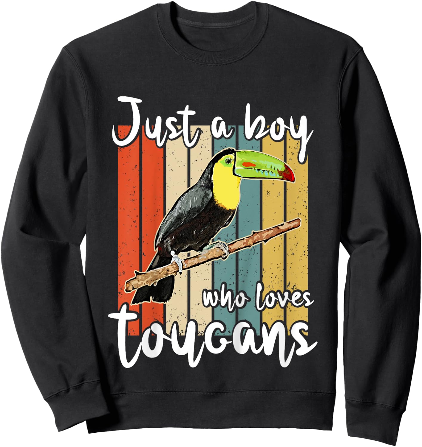 Kids Just A Boy Who Loves Toucans Retro Toucan Sweatshirt - Sweatshirt | Black