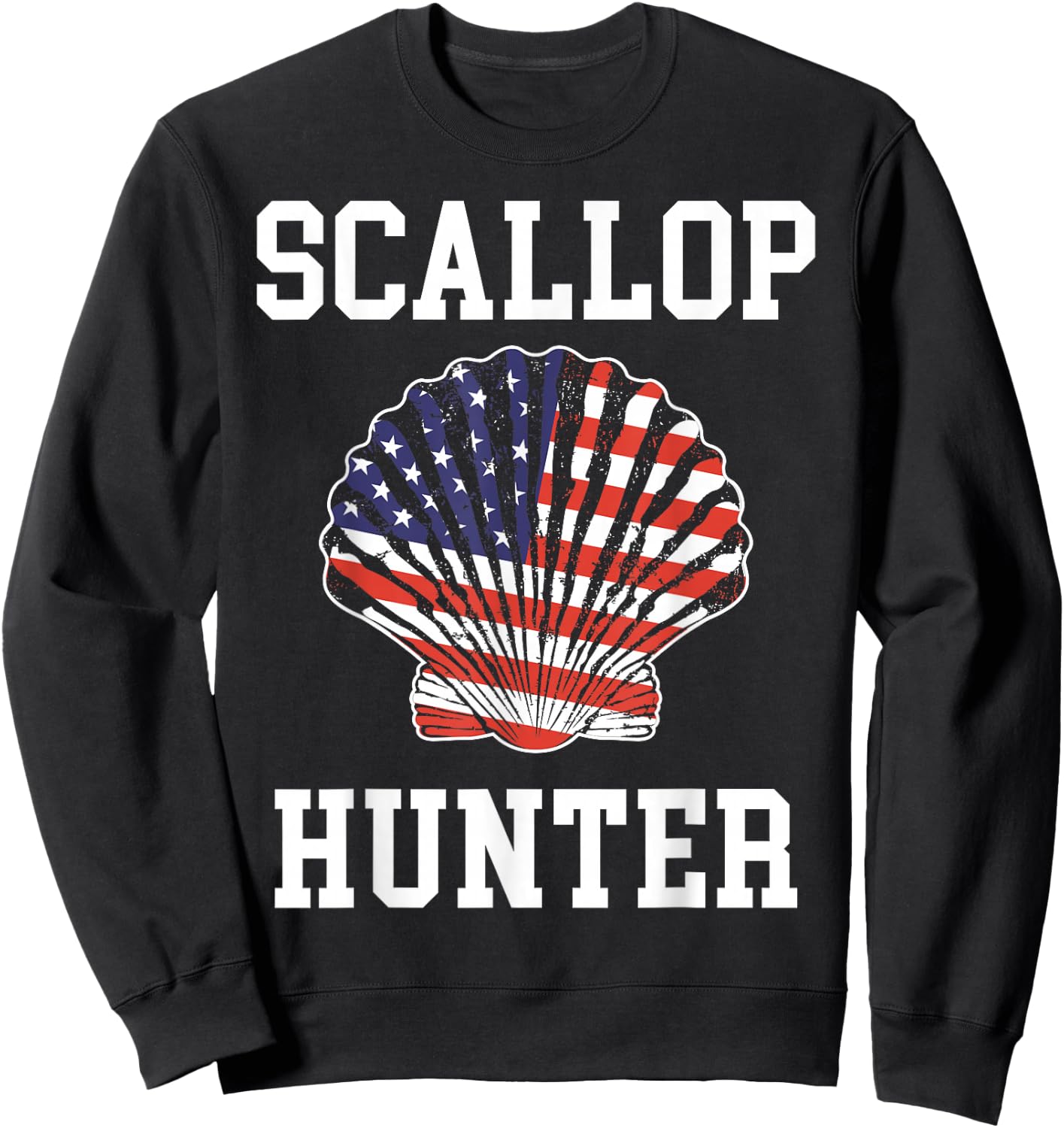 American Flag Scallop Hunter Hunting Scalloping Sweatshirt - Sweatshirt | Black