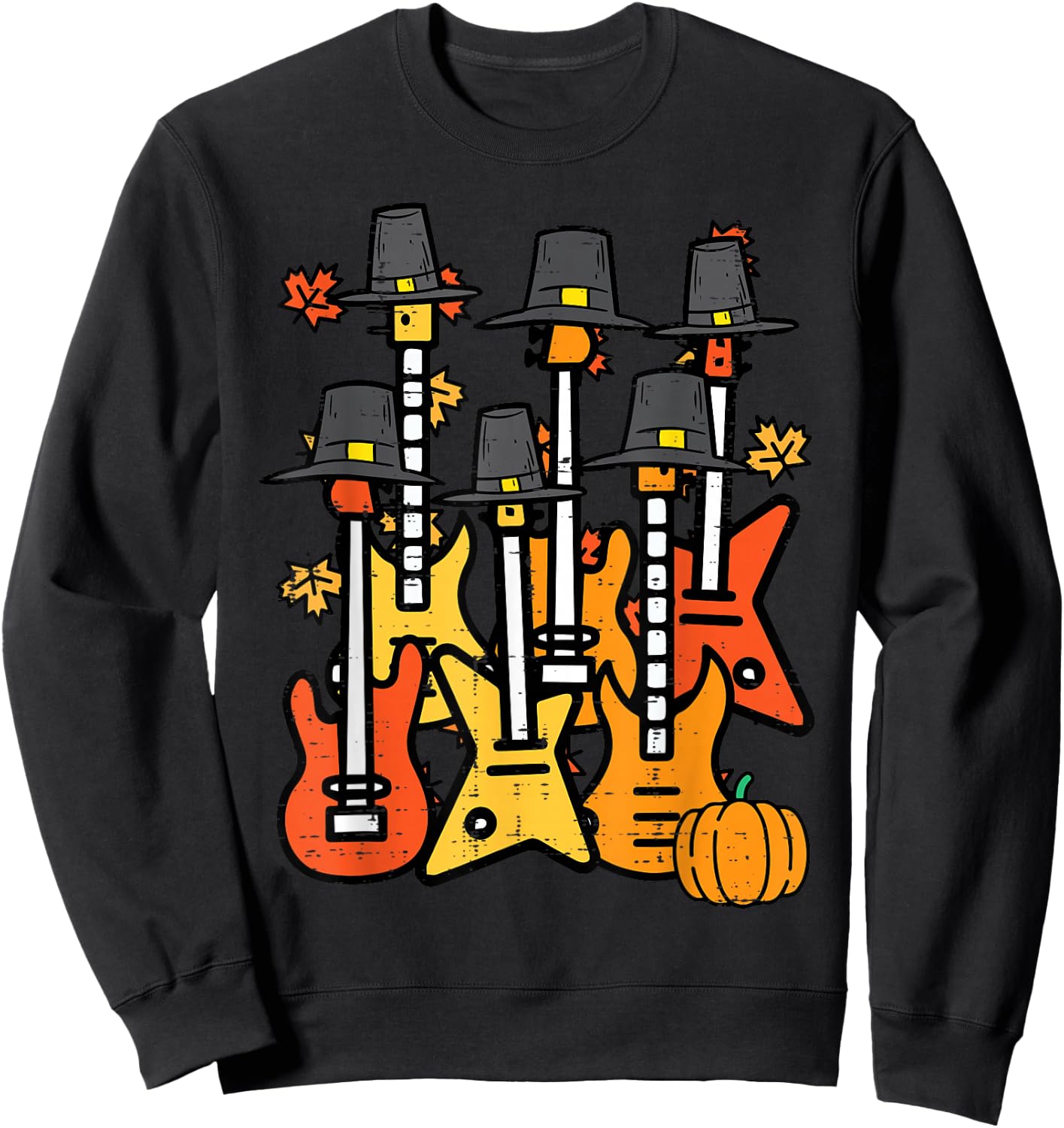 Thanksgiving Guitars Fall Rock Music Riocker Men Boys Kids Sweatshirt - Sweatshirt | Black