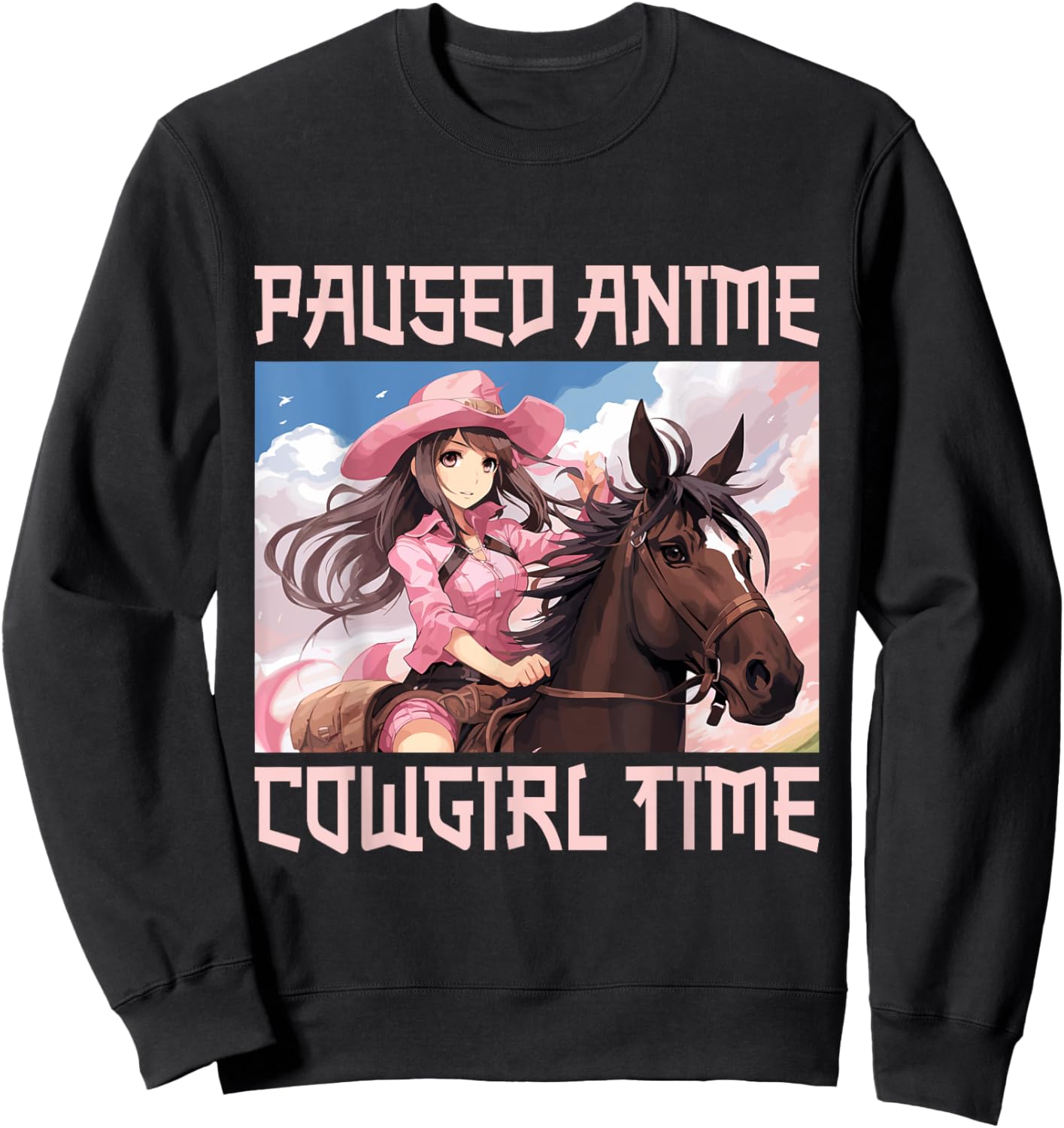 Anime Horse Cowgirl Japan Anime Sweatshirt - Sweatshirt | Black