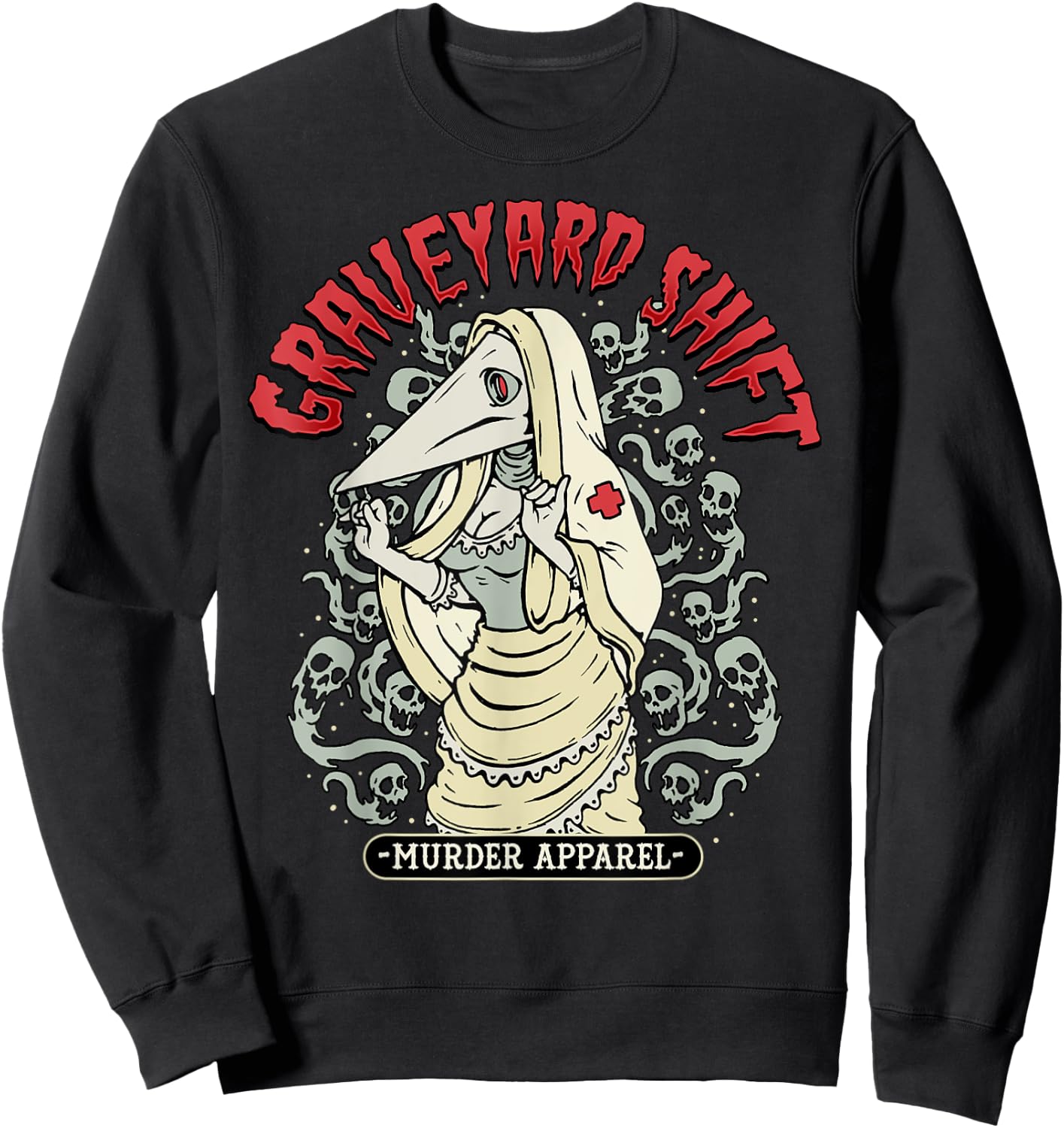 Plague Nurse Graveyard Shift Horror Sweatshirt - Sweatshirt | Black