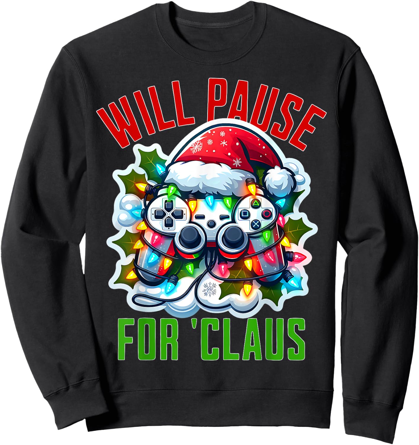 Funny Gamer Christmas Boys Teens Gaming Xmas Kids Video Game Sweatshirt - Sweatshirt | Black