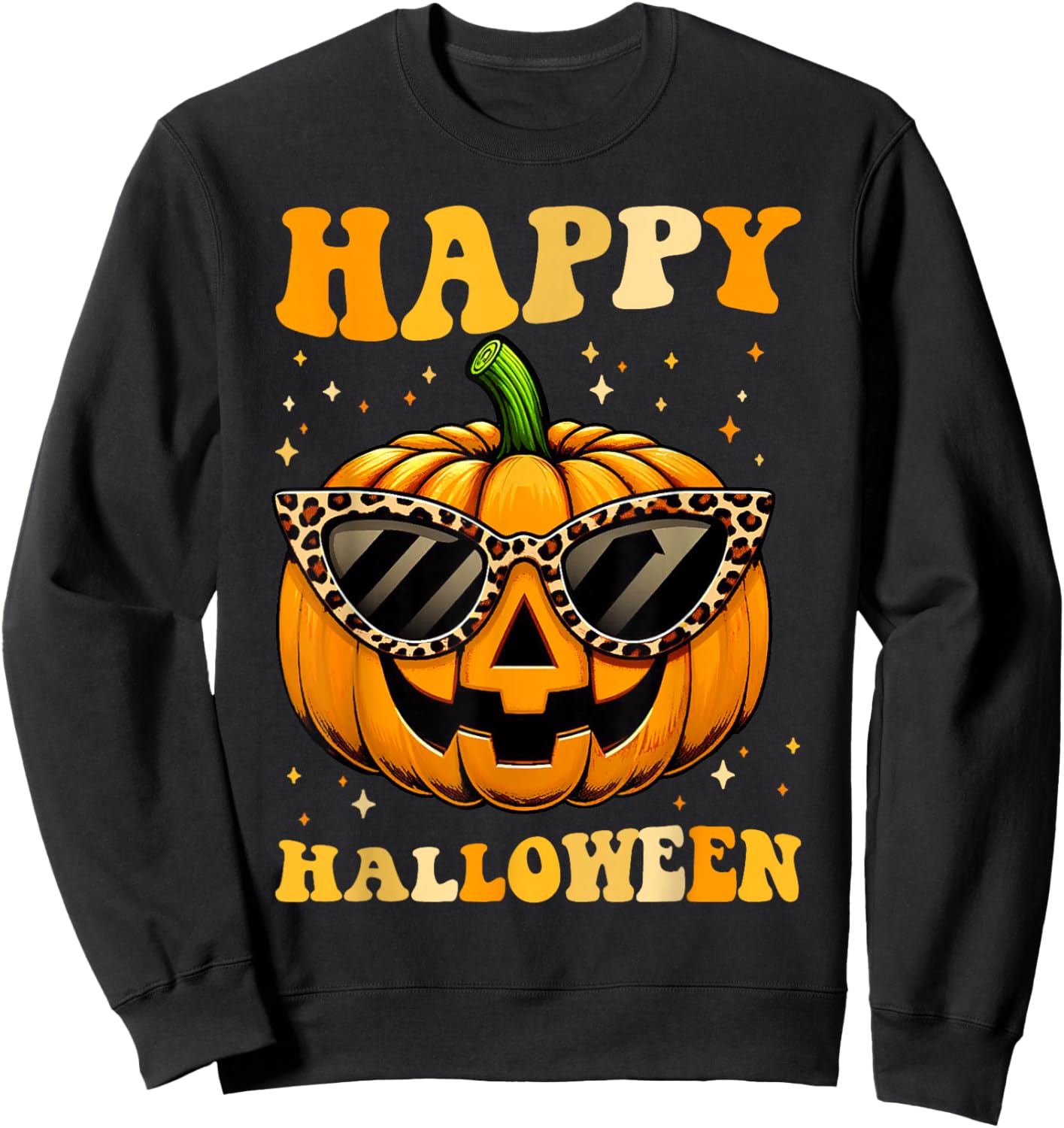 Trick Or Treat Funny Pumpkin Happy Halloween Costume Groovy Sweatshirt - Sweatshirt | Black