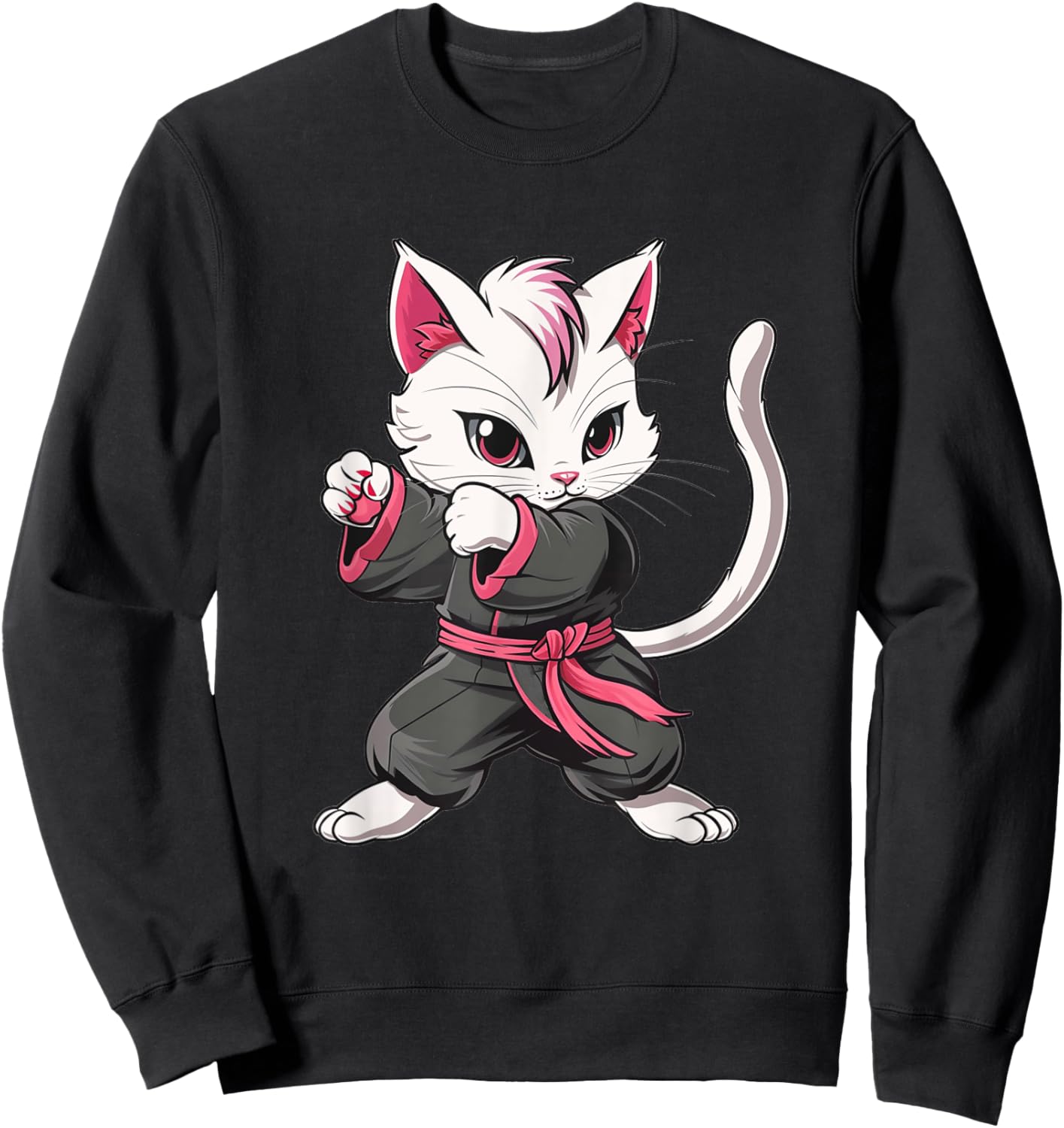 Karate Taekwondo Funny Cat Jiu Jitsu Women Girls MMA Sweatshirt - Sweatshirt | Black