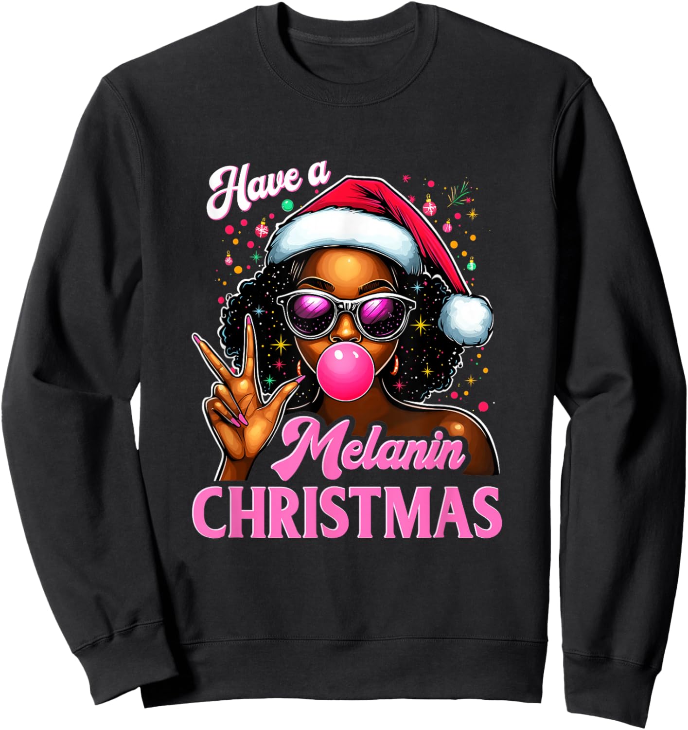 Have A Melanin Christmas Black African American Afro Santa Sweatshirt - Sweatshirt | Black
