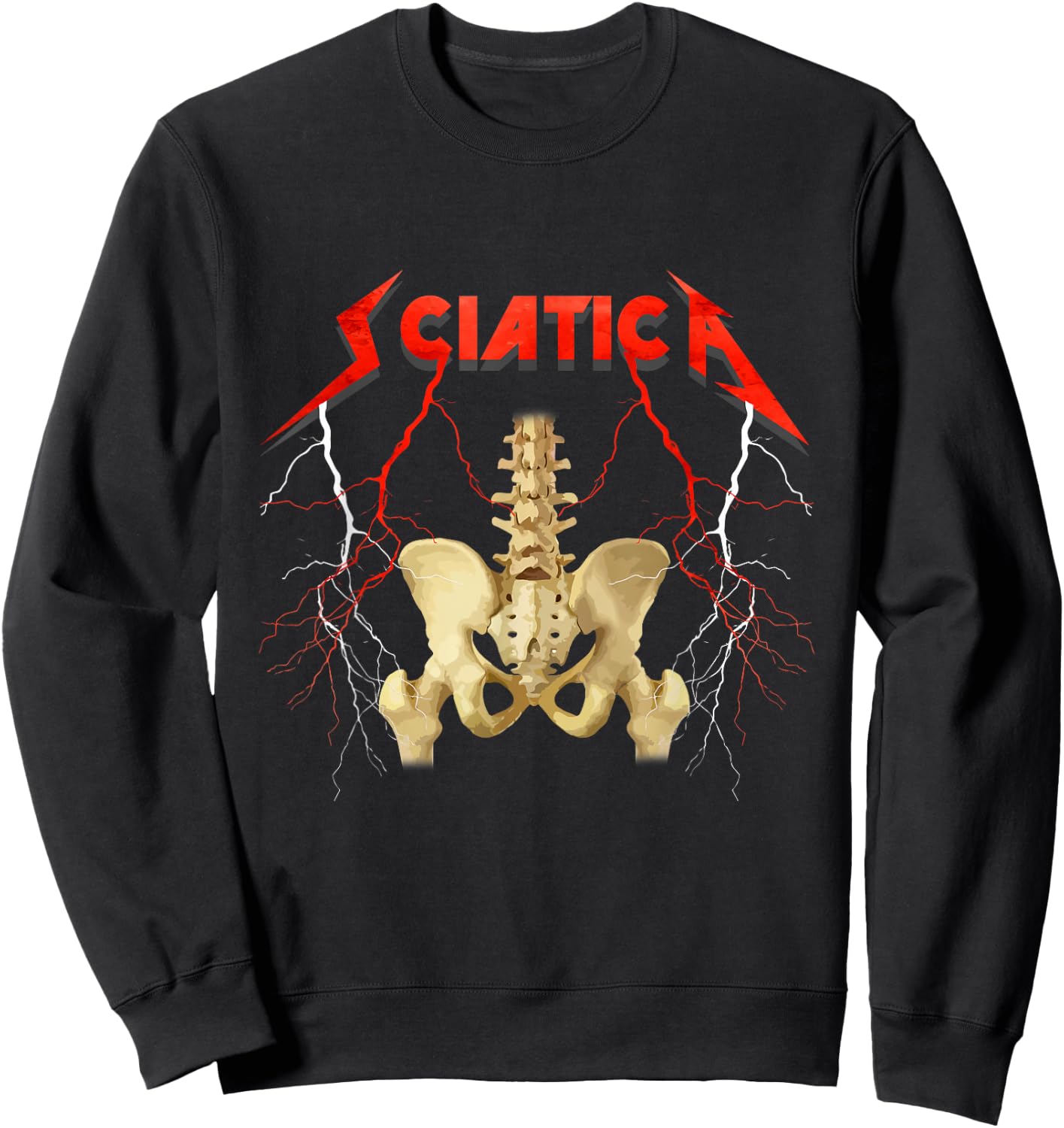 Sciatica Skeleton Nerve Rock Musician Humor Sweatshirt - Sweatshirt | Black