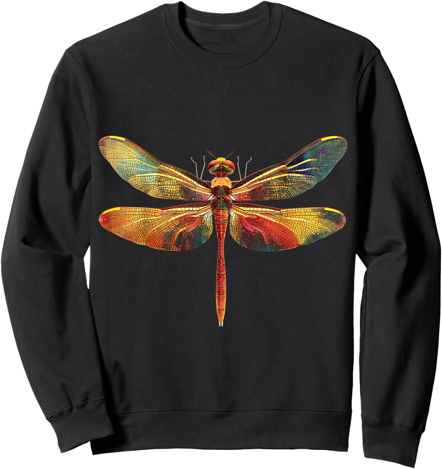 Dragonfly Animal Motif Artwork Dragonfly Sweatshirt - Sweatshirt | Black