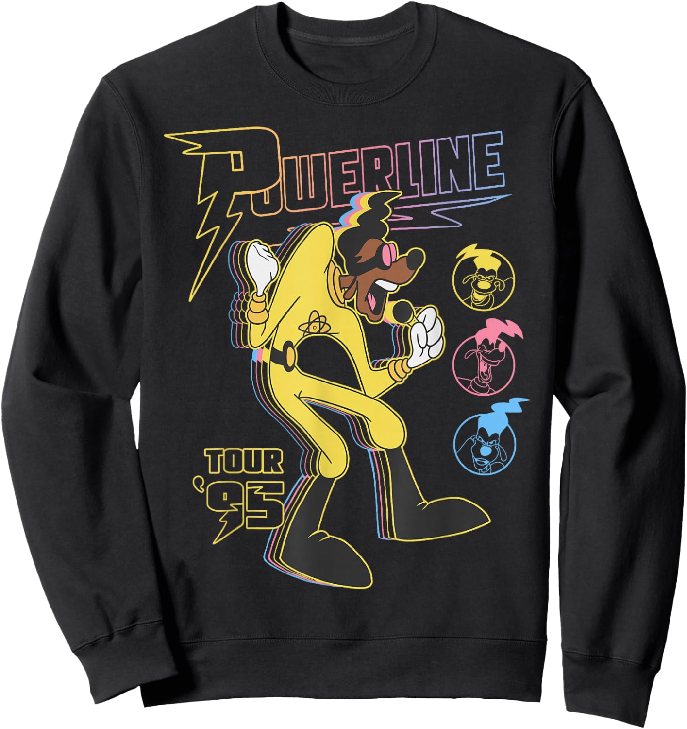 Disney A Goofy Movie Powerline Tour '95 Retro Neon Poster Sweatshirt - Sweatshirt | Black