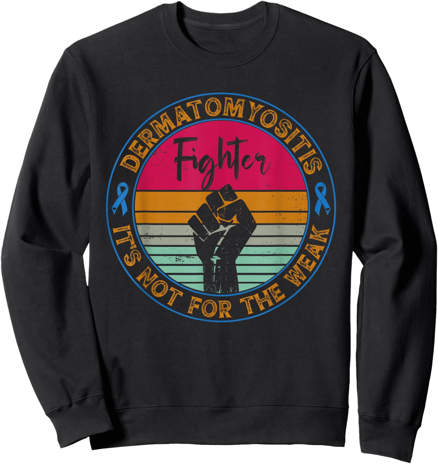 Dermatomyositis Awareness | Retro Fighter & Warrior Sweatshirt - Sweatshirt | Black