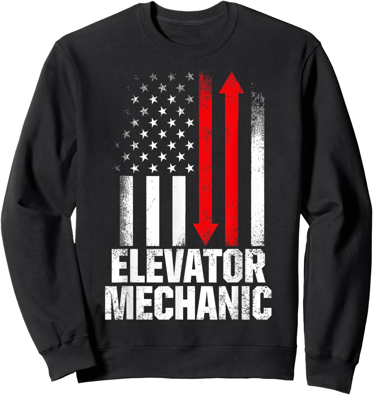 Elevator Mechanic Maintenance USA Flag Technician Sweatshirt - Sweatshirt | Black