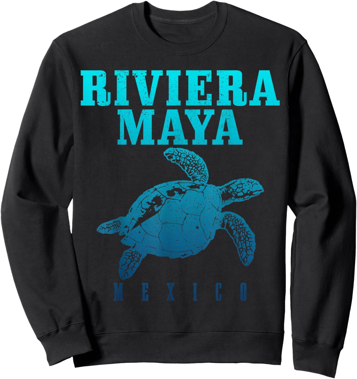 Riviera Maya Mexico Surf Sea Turtle Surfer Scuba Diving Sweatshirt - Sweatshirt | Black