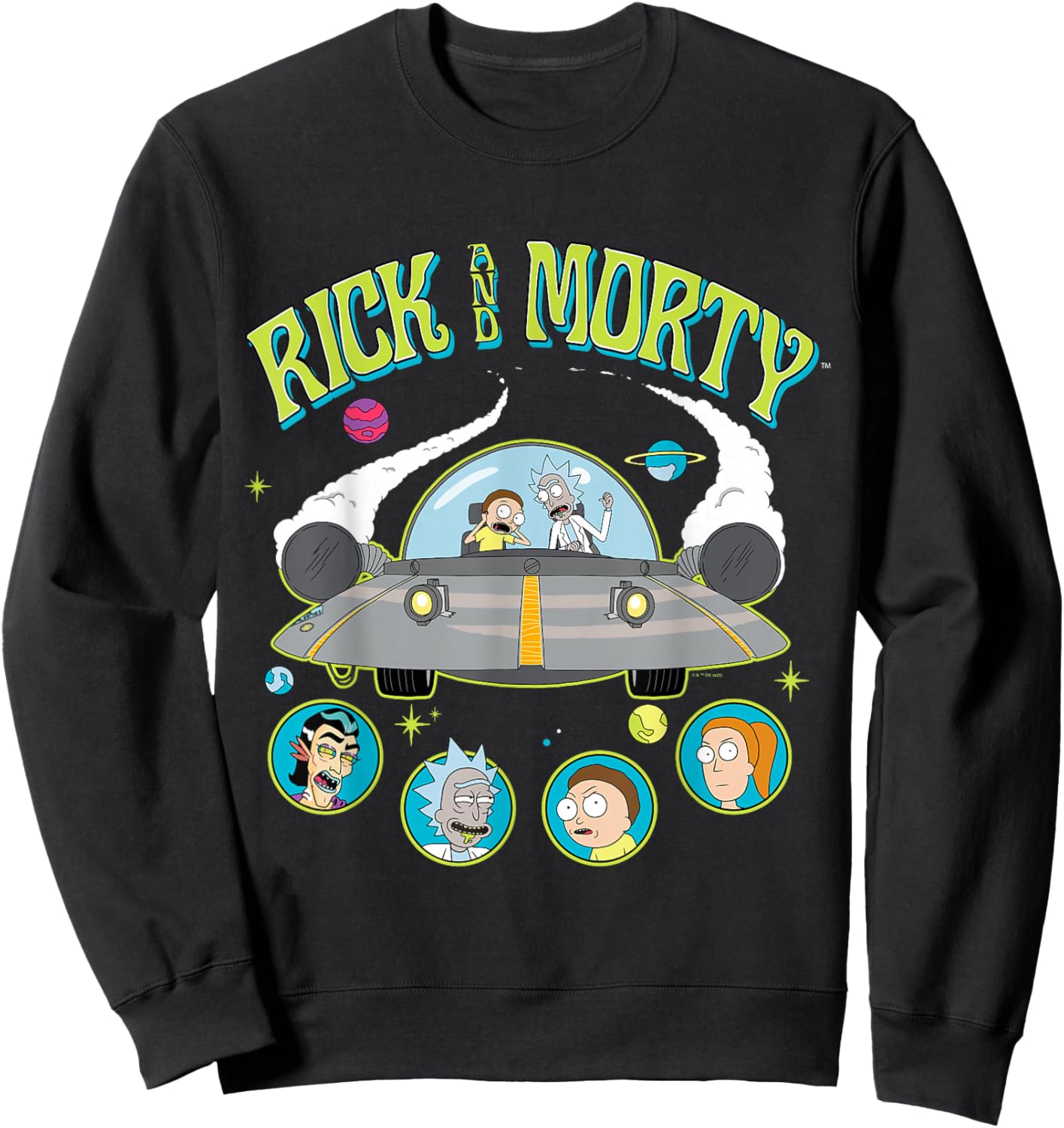 Rick and Morty Space Cruiser Ship Adult Cartoon Fashion Sweatshirt - Sweatshirt | Black