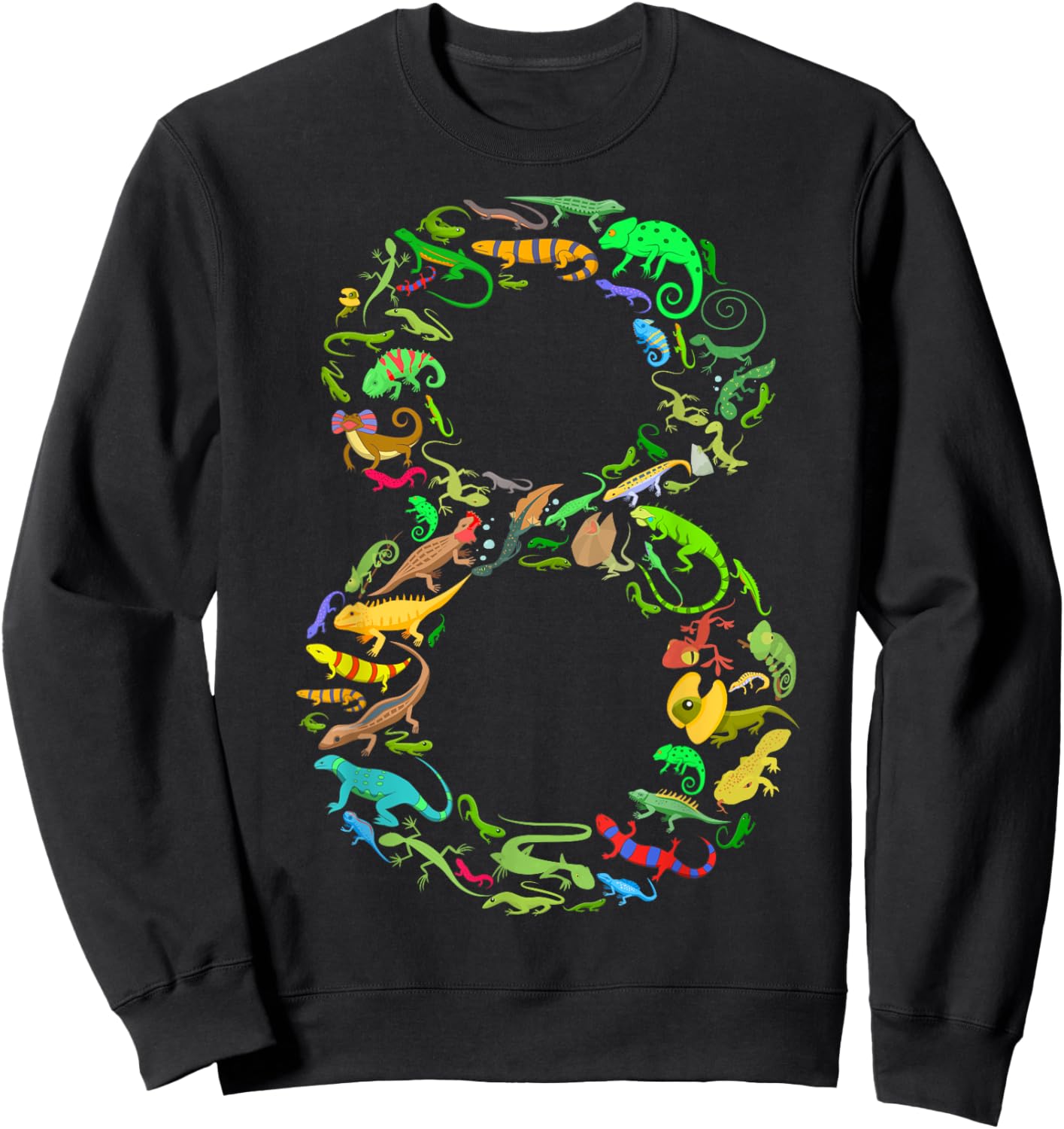 8th Birthday Lizard Reptile Birthday Party 8 Year Old 8 Sweatshirt - Sweatshirt | Black
