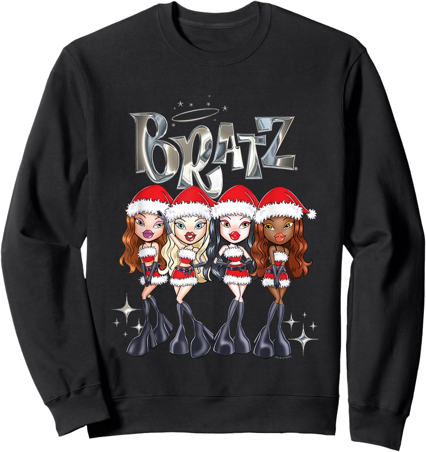 Bratz Christmas Santa's Helpers Outfits Group Shot Sweatshirt - Sweatshirt | Black