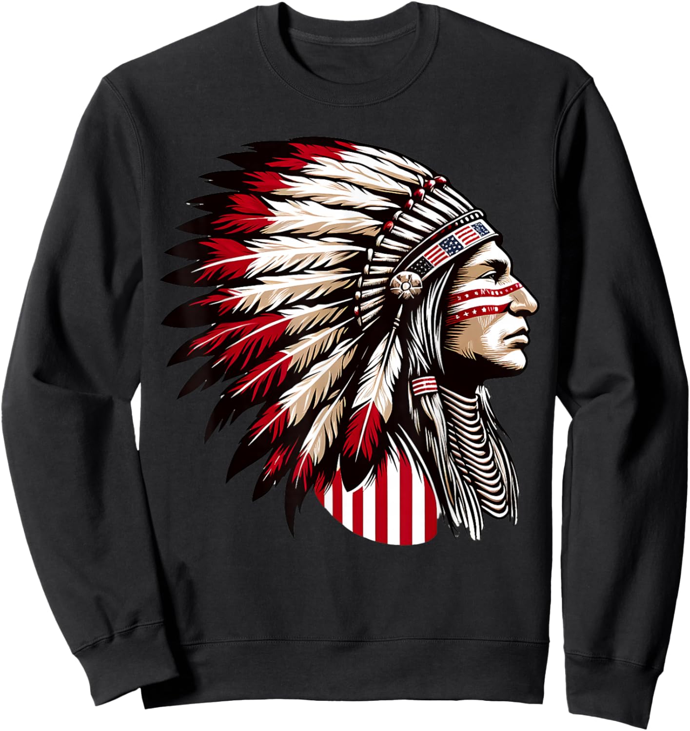 Native American Indian, Headdress Chief Ancestors Native Sweatshirt - Sweatshirt | Black