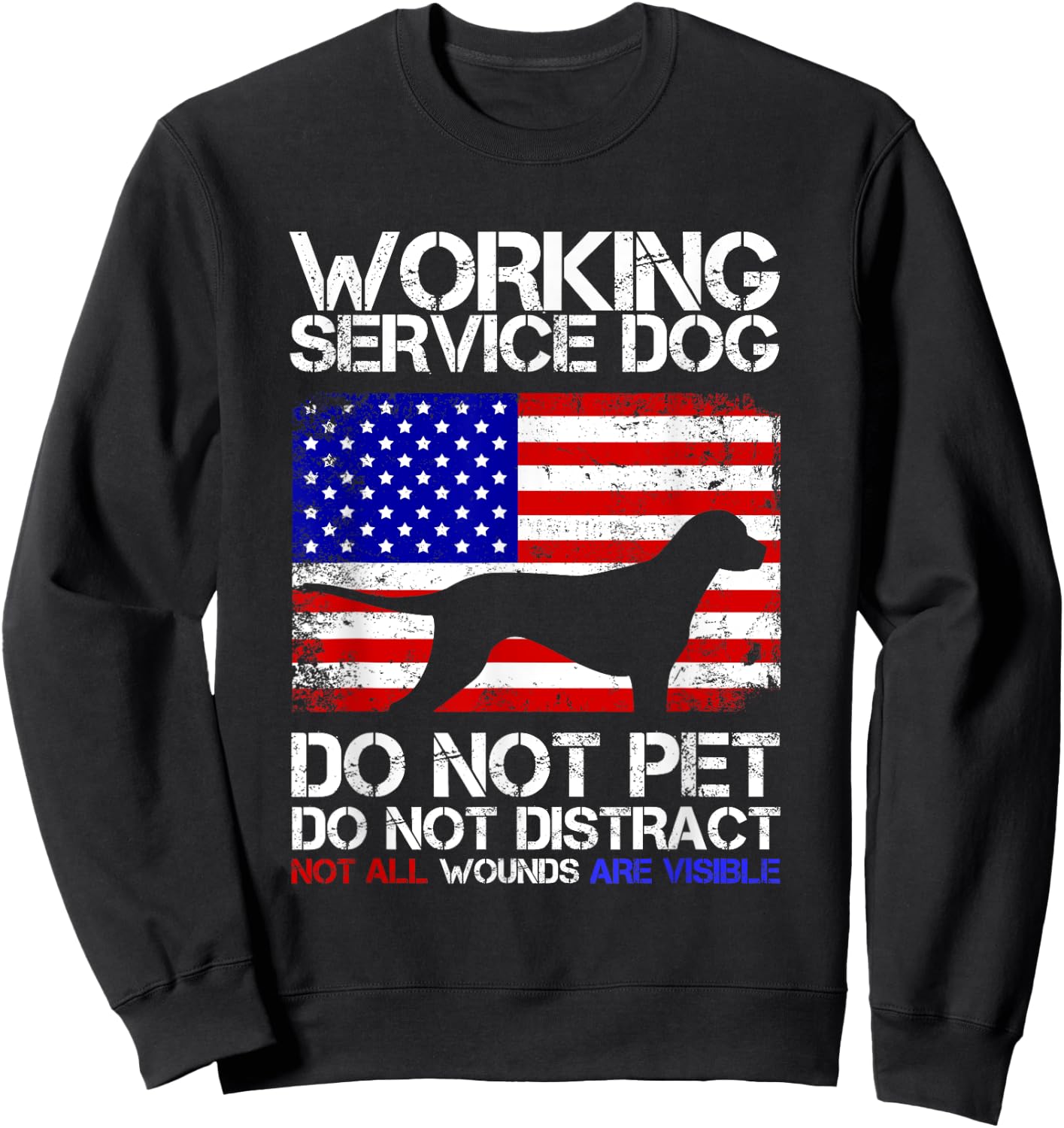 PTSD Veteran Dog Work Service Men Sweatshirt - Sweatshirt | Black