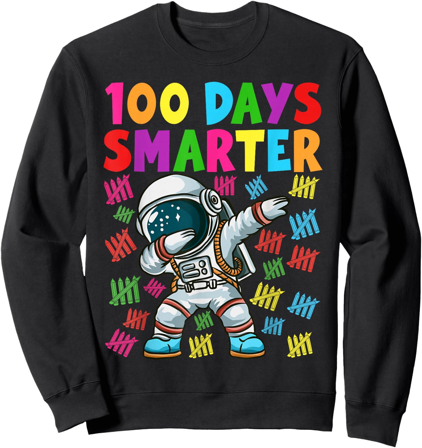 100 Days Smarter 100th Day of School Dabbing Space Kids Sweatshirt - Sweatshirt | Black
