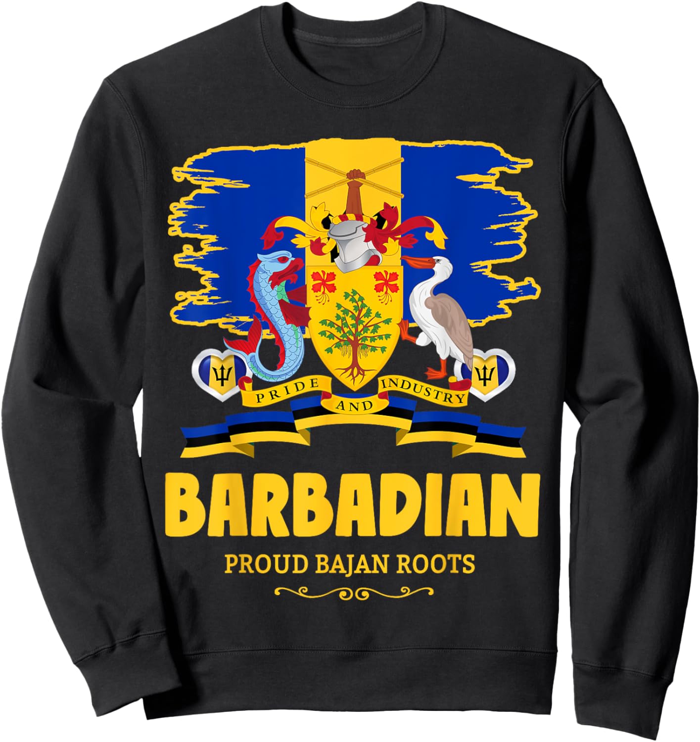 Barbados Flag Outfit Idea For Kids & Barbadian Flag Themed Sweatshirt - Sweatshirt | Black