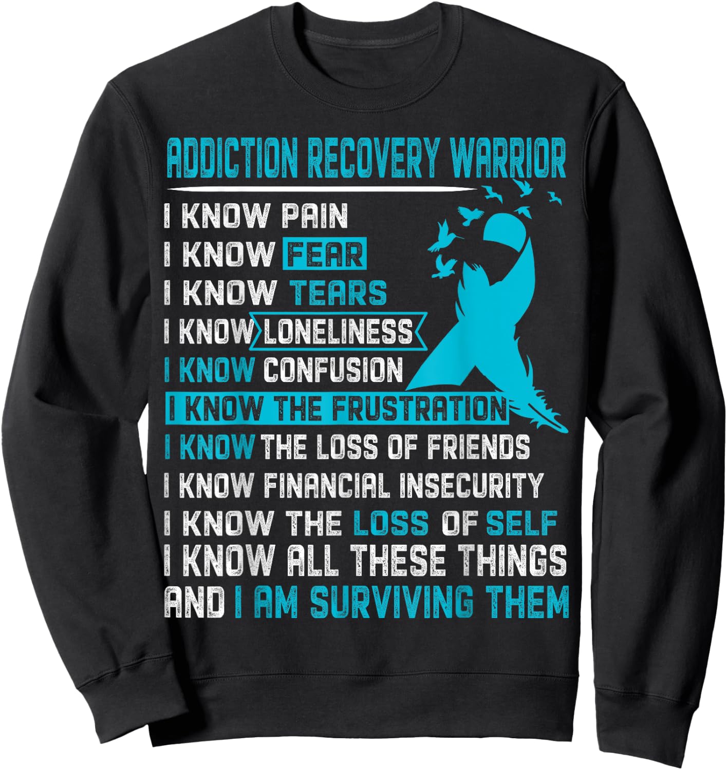 Addiction Recovery Warrior Shirt Men Sweatshirt - Sweatshirt | Black