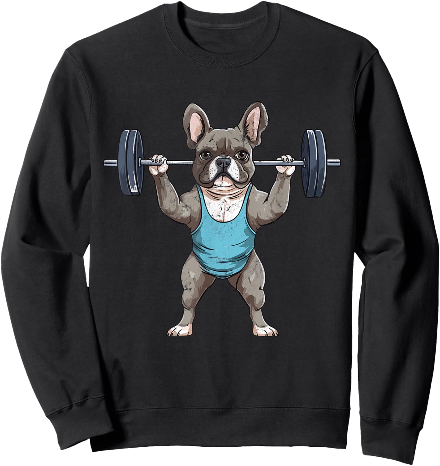 French Bulldog Weightlifting Frenchie Deadlift Fitness Gym Women Kids Sweatshirt - Sweatshirt | Black