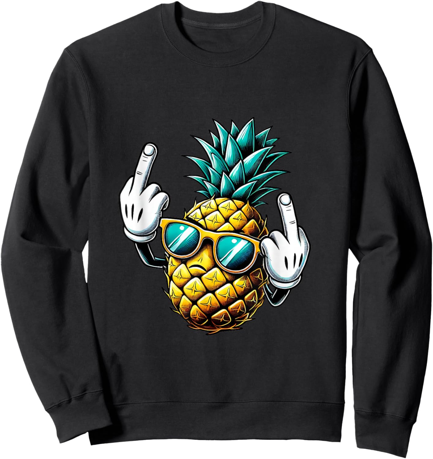 Funny pineapple fruit middle finger meme Sweatshirt - Sweatshirt | Black