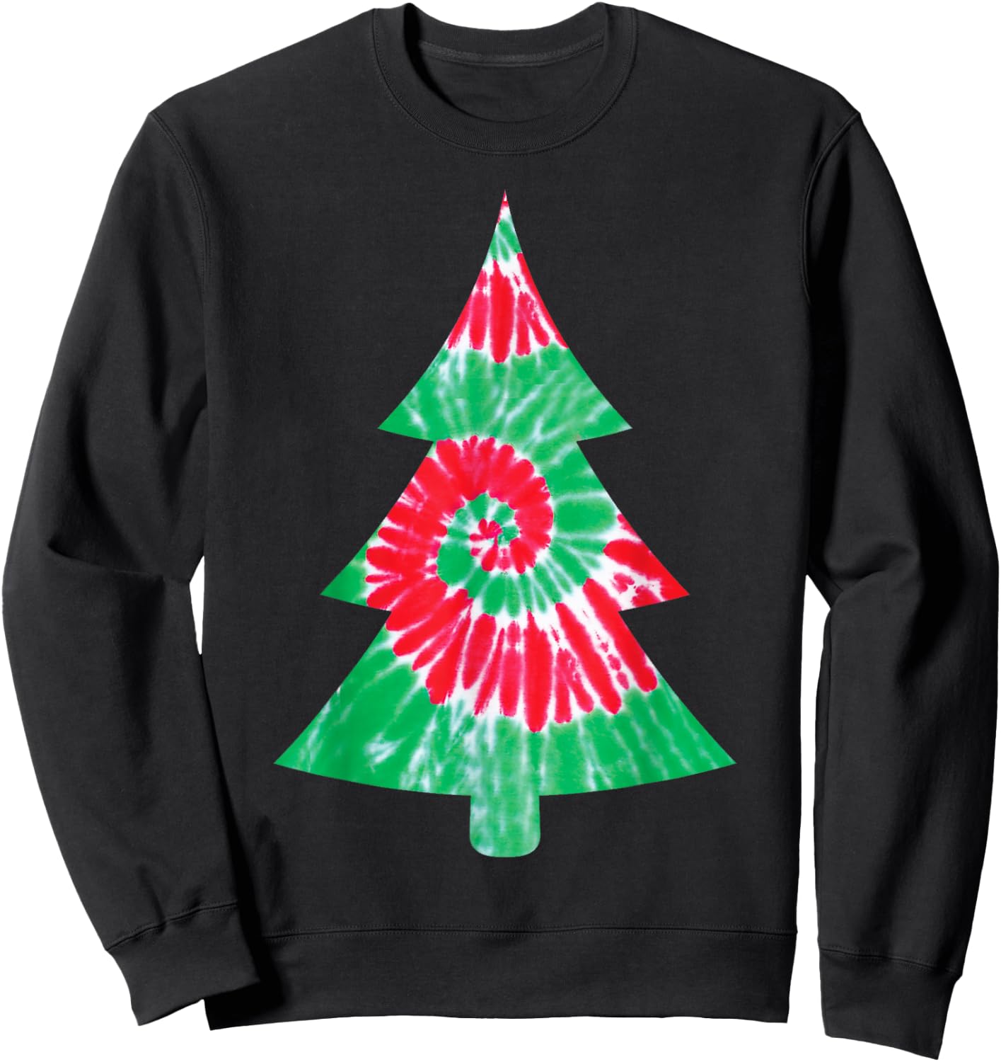 Groovy Christmas Tie Dye Tree T Shirt Tye Die Top Sweatshirt - Sweatshirt | Black