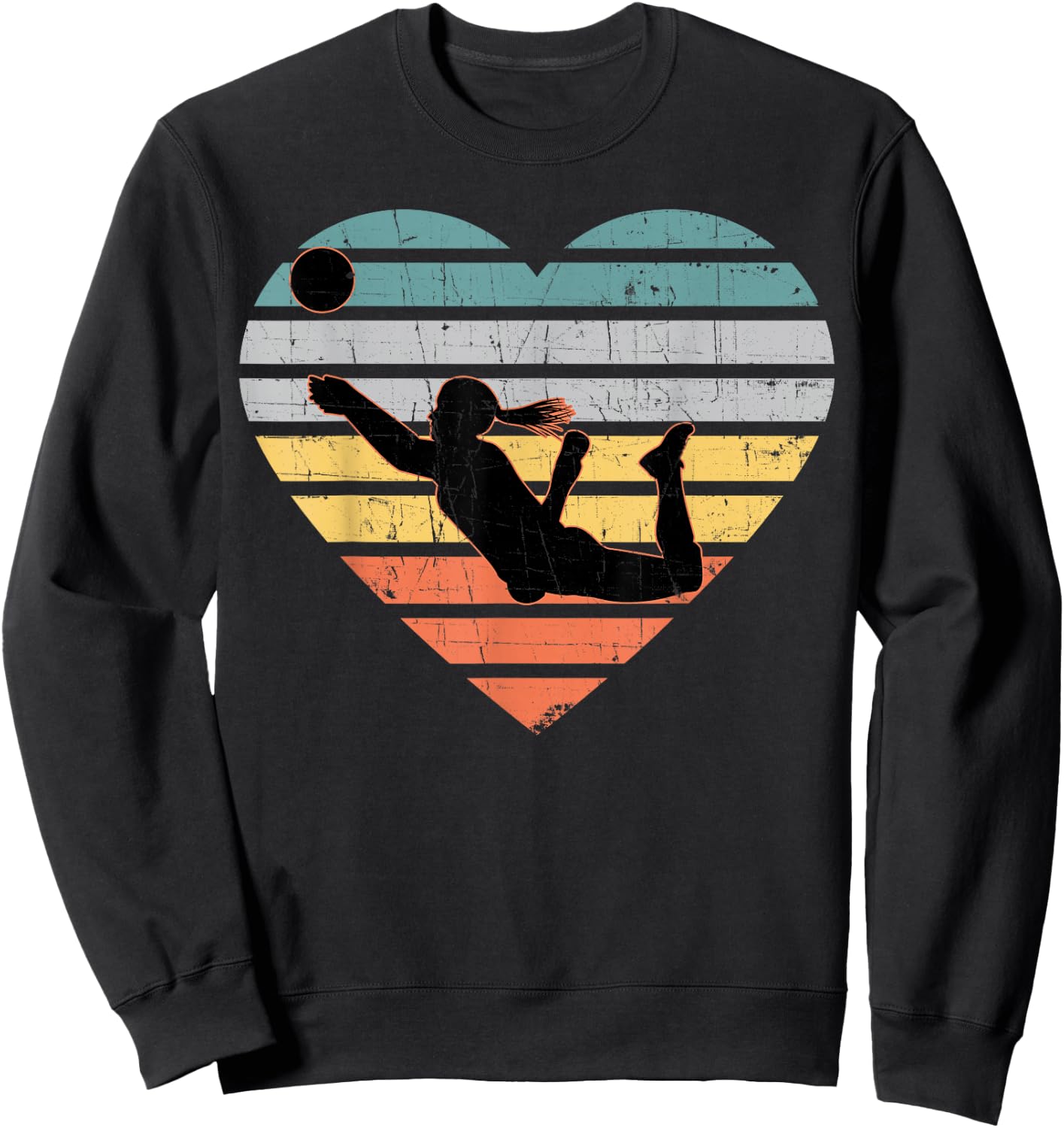 Volleyball Gifts for Teen Girls Retro Vintage Heart Sweatshirt - Sweatshirt | Black