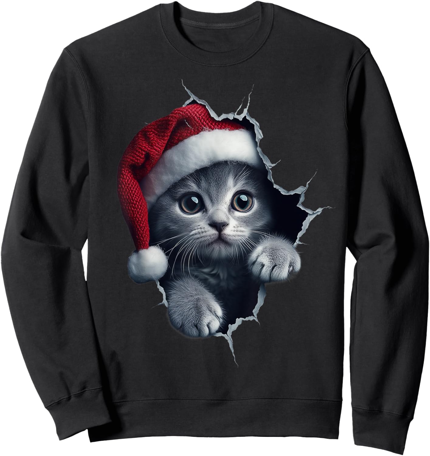 Funny Christmas Cat Lover Cats Owner Xmas Cute Cat Sweatshirt - Sweatshirt | Black