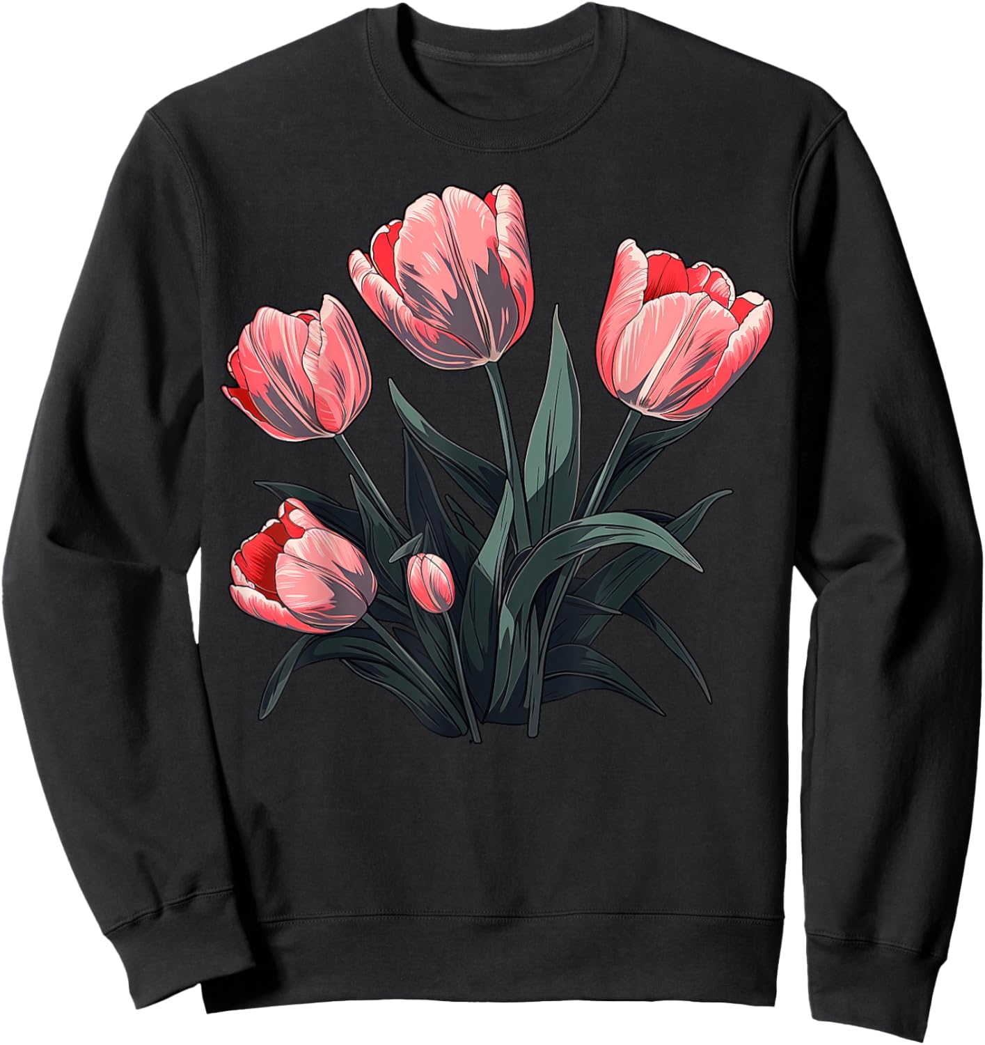 Vintage Tulip Flower on Tulip Sweatshirt - Sweatshirt | Black