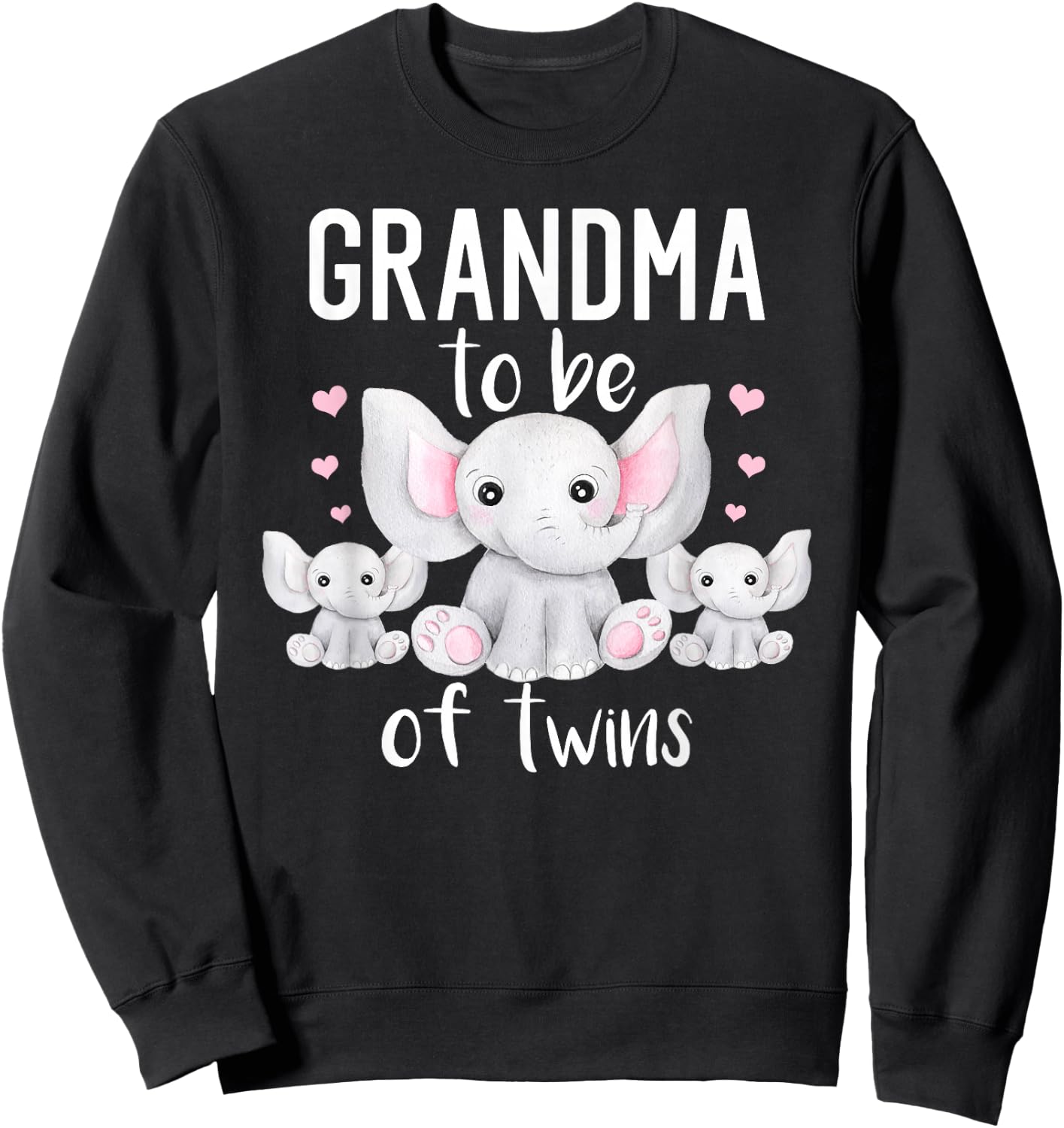 Grandma To Be Of Twins Elephant Baby Shower Twin Grandma Sweatshirt - Sweatshirt | Black