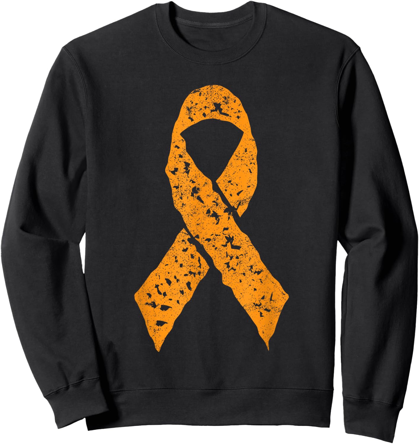 Orange Ribbon Vintage Leukemia Awareness Cancer Patient Gift Sweatshirt - Sweatshirt | Black