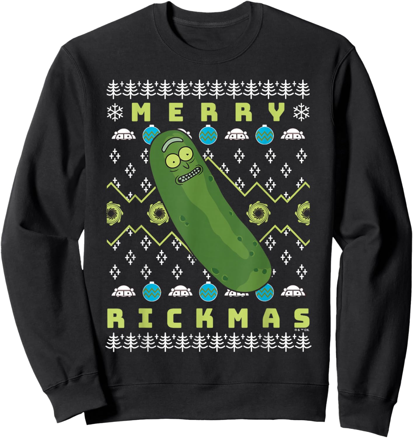 Rick and Morty Merry Pickle Rickmas Ugly Christmas Sweatshirt - Sweatshirt | Black