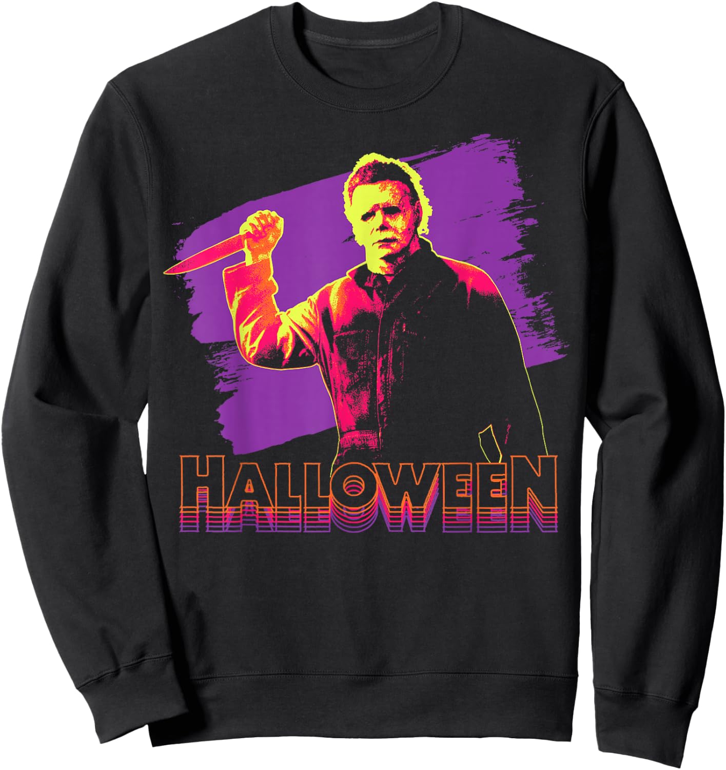 Halloween Michael Myers Neon Portrait Small Sweatshirt - Sweatshirt | Black