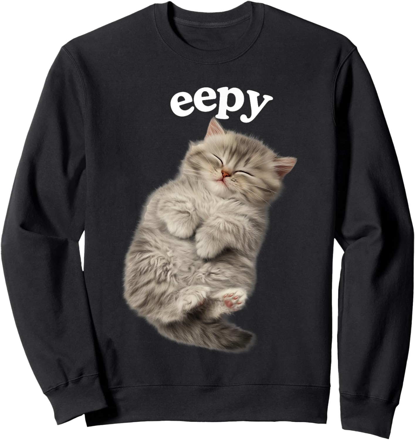 Eepy Cat, Silly Sleepy Cat Meme Cute fluffy cat lovers kitty Women Kids Sweatshirt - Sweatshirt | Black